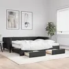 Image de Lit De Jour Avec Gigogne Et Tiroirs Noir 90x200 Cm Tissu Vidaxl