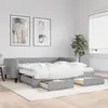 Image de Lit De Jour Avec Gigogne Et Tiroirs Gris Clair 100x200 Cm Tissu Vidaxl