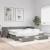 Image de Lit De Jour Avec Gigogne Et Tiroirs Gris Foncé 100x200 Cm Tissu Vidaxl