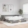 Image de Lit De Jour Avec Gigogne Et Tiroirs Gris Foncé 90x190 Cm Tissu Vidaxl