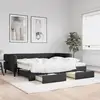 Image de Lit De Jour Avec Gigogne Et Tiroirs Noir 90x190 Cm Tissu Vidaxl