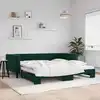 Image de Lit De Jour Avec Gigogne Sans Matelas Vert Foncé 100x200 Cm Vidaxl