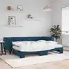 Image de Lit De Jour Avec Lit Gigogne Et Matelas Bleu 80x200 Cm Velours Vidaxl