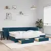Image de Lit De Jour Avec Gigogne Et Tiroirs Sans Matelas Bleu 90x200 Cm Vidaxl