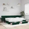 Image de Lit De Jour Avec Gigogne Et Tiroirs Vert Foncé 90x200cm Velours Vidaxl