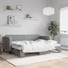 Image de Lit De Jour Avec Gigogne Et Matelas Gris Clair 80x200 Cm Tissu Vidaxl