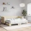 Image de Lit De Jour Avec Gigogne Et Matelas Crème 80x200 Cm Tissu Vidaxl
