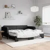 Image de Lit De Jour Avec Gigogne Et Matelas Noir 90x200 Cm Tissu Vidaxl