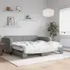 Image de Lit De Jour Avec Gigogne Et Matelas Gris Clair 100x200 Cm Tissu Vidaxl
