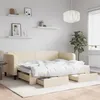 Image de Lit De Jour Avec Gigogne Et Tiroirs Sans Matelas Crème 80x200cm Vidaxl