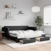 Image de Lit De Jour Avec Gigogne Et Tiroirs Sans Matelas Noir 90x200 Cm Vidaxl