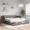 Image de Lit De Jour Avec Gigogne Et Tiroirs Sans Matelas Taupe 90x200cm Vidaxl