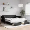 Image de Lit De Jour Avec Gigogne Et Tiroirs Sans Matelas Noir 100x200cm Vidaxl