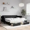 Image de Lit De Jour Avec Gigogne Et Tiroirs Noir 80x200 Cm Tissu Vidaxl