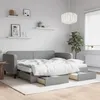Image de Lit De Jour Avec Gigogne Et Tiroirs Gris Clair 90x200 Cm Tissu Vidaxl