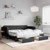 Image de Lit De Jour Avec Gigogne Et Tiroirs Noir 90x200 Cm Tissu Vidaxl