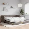 Image de Lit De Jour Avec Gigogne Et Tiroirs Taupe 100x200 Cm Tissu Vidaxl