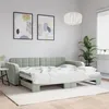 Image de Lit De Jour Avec Gigogne Sans Matelas Gris Clair 90x200 Cm Vidaxl