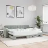 Image de Lit De Jour Avec Gigogne Et Matelas Gris Clair 80x200cm Velours Vidaxl