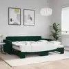 Image de Lit De Jour Avec Gigogne Et Matelas Vert Foncé 90x200cm Velours Vidaxl