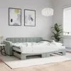 Image de vidaXL Lit de jour avec gigogne et matelas gris clair 90x190cm velours 3196966