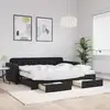 Image de Lit De Jour Avec Gigogne Et Tiroirs Noir 90x200 Cm Velours Vidaxl