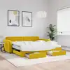 Image de Lit De Jour Avec Gigogne Et Tiroirs Jaune 100x200 Cm Velours Vidaxl