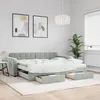 Image de Lit De Jour Avec Gigogne Et Tiroirs Gris Clair 90x190cm Velours Vidaxl