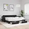 Image de Lit De Jour Avec Gigogne Et Tiroirs Noir 90x190 Cm Velours Vidaxl