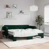 Image de Lit De Jour Avec Gigogne Sans Matelas Vert Foncé 90x200 Cm Vidaxl