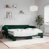 Image de Lit De Jour Avec Gigogne Et Matelas Vert Foncé 80x200cm Velours Vidaxl