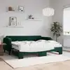 Image de Lit De Jour Avec Gigogne Et Matelas Vert Foncé 90x200cm Velours Vidaxl