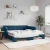 Image de Lit De Jour Avec Lit Gigogne Et Matelas Bleu 100x200 Cm Velours Vidaxl