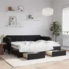 Image de Lit De Jour Avec Gigogne Et Tiroirs Sans Matelas Noir 80x200 Cm Vidaxl