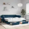 Image de Lit De Jour Avec Gigogne Et Tiroirs Sans Matelas Bleu 100x200cm Vidaxl