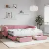 Image de Lit De Jour Avec Gigogne Et Tiroirs Rose 80x200 Cm Velours Vidaxl