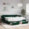 Image de Lit De Jour Avec Gigogne Et Tiroirs Vert Foncé 90x200cm Velours Vidaxl