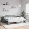 Image de Lit De Jour Avec Gigogne Et Matelas Gris Clair 90x200 Cm Tissu Vidaxl