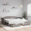 Image de vidaXL Lit de jour avec gigogne et tiroirs taupe 90x200 cm tissu 3197227