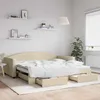 Image de Lit De Jour Avec Gigogne Et Tiroirs Crème 100x200 Cm Tissu Vidaxl