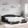 Image de Lit De Jour Avec Gigogne Et Tiroirs Noir 90x190 Cm Tissu Vidaxl
