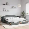 Image de Lit De Jour Avec Gigogne Et Tiroirs Gris Foncé 80x200 Cm Tissu Vidaxl