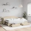 Image de Lit De Jour Avec Gigogne Et Tiroirs Crème 80x200 Cm Tissu Vidaxl