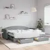 Image de Lit De Jour Avec Gigogne Et Tiroirs Gris Clair 90x200 Cm Tissu Vidaxl