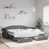 Image de Lit De Jour Avec Gigogne Et Tiroirs Gris Foncé 90x200 Cm Tissu Vidaxl