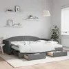 Image de vidaXL Lit de jour avec gigogne et tiroirs gris foncé 90x200 cm tissu 3197243