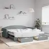 Image de Lit De Jour Avec Gigogne Et Tiroirs Gris Clair 100x200 Cm Tissu Vidaxl