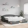 Image de Lit De Jour Avec Gigogne Et Tiroirs Gris Foncé 100x200 Cm Tissu Vidaxl