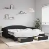 Image de Lit De Jour Avec Gigogne Et Tiroirs Noir 100x200 Cm Tissu Vidaxl