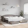 Image de Lit De Jour Avec Gigogne Et Tiroirs Taupe 100x200 Cm Tissu Vidaxl